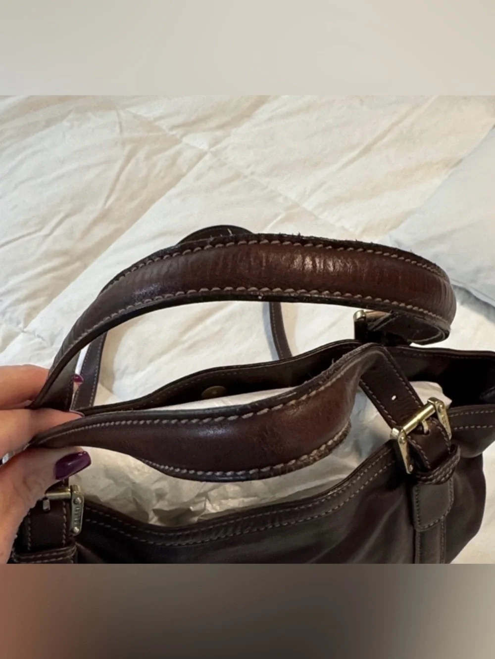 Gucci Dark Brown Leather shoulder bag with Green-Red Web and Gold GG - Picture 4 of 11